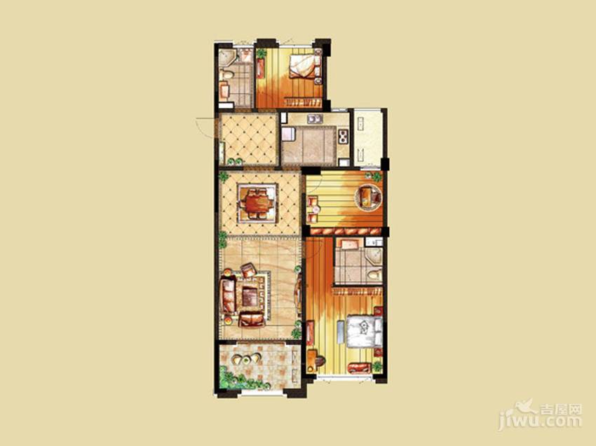 恒信珑湖国际3室2厅2卫140㎡户型图