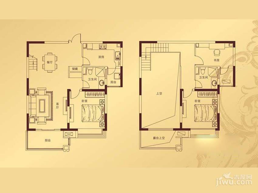 康利华府3室2厅2卫134㎡户型图