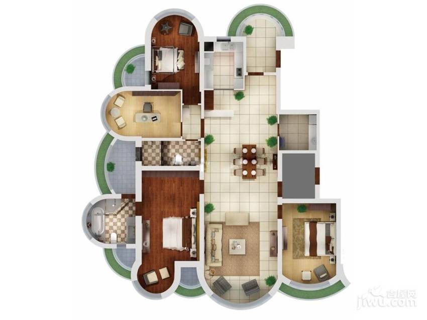 滨江壹号4室2厅2卫238㎡户型图