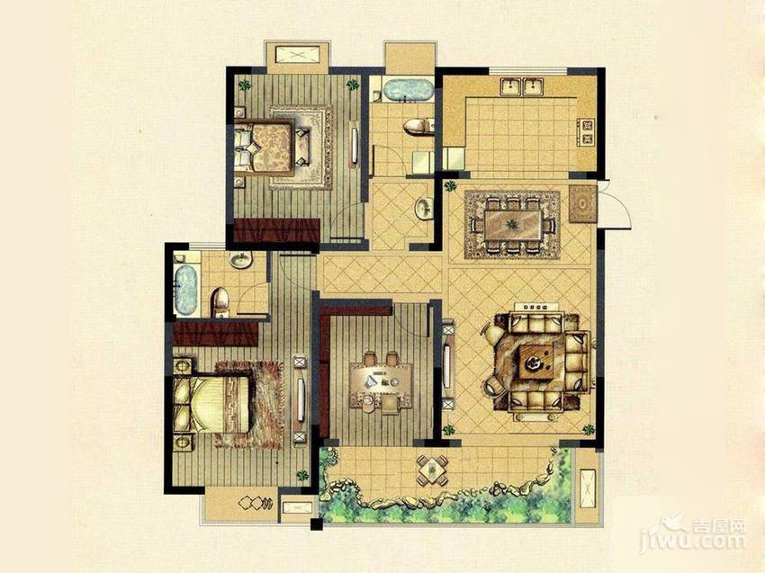 林景御园3室2厅2卫125.8㎡户型图