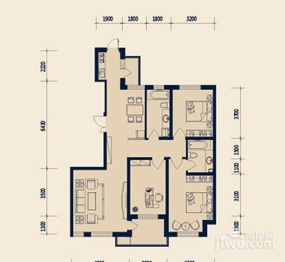 德泰岭秀逸城3室2厅2卫132㎡户型图