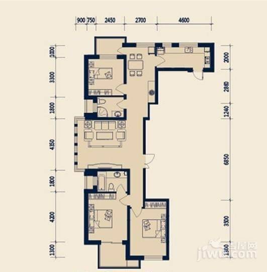 德泰岭秀逸城3室2厅2卫139㎡户型图