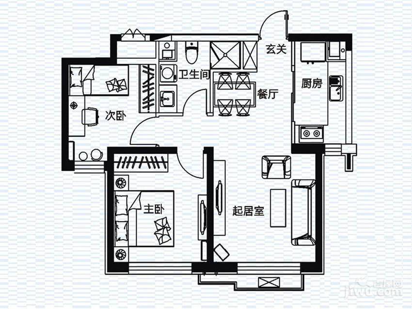 万科海港城2室2厅1卫76㎡户型图