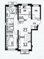 万科海港城3室2厅1卫86㎡户型图