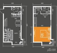 苏荷壹号2室2厅2卫61㎡户型图