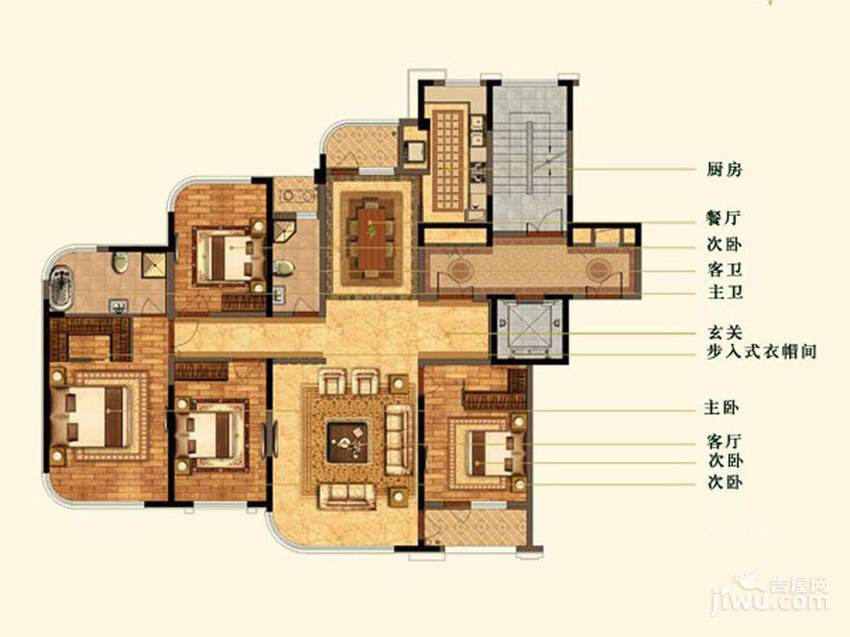 明秀庄园4室2厅2卫200㎡户型图