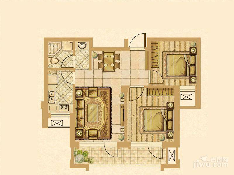 塞纳名郡2室2厅1卫79.3㎡户型图