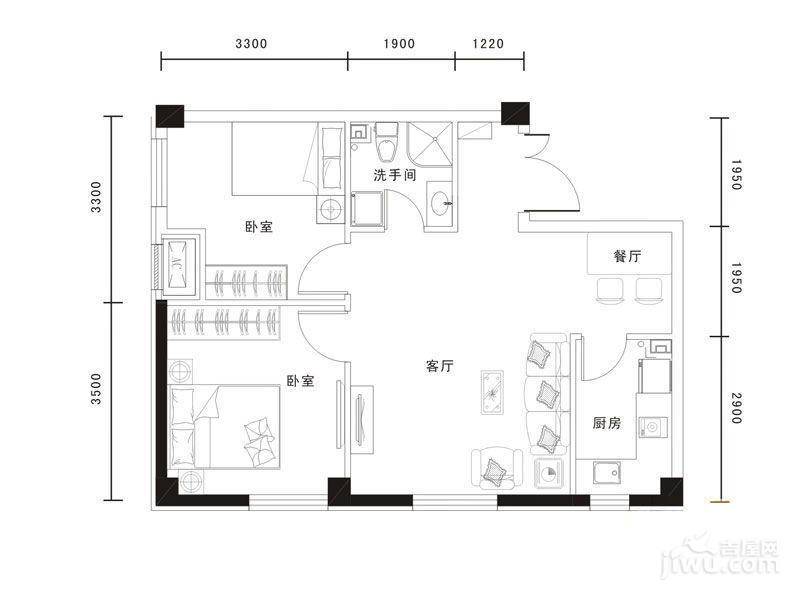 耕海广场4室2厅1卫120㎡户型图