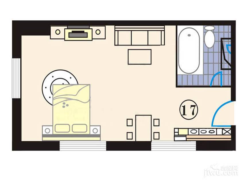 外滩七号1室1厅1卫74.8㎡户型图