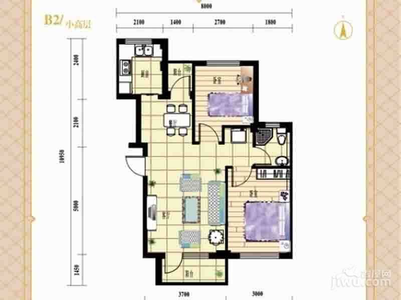 人举桃花源2室2厅1卫82㎡户型图