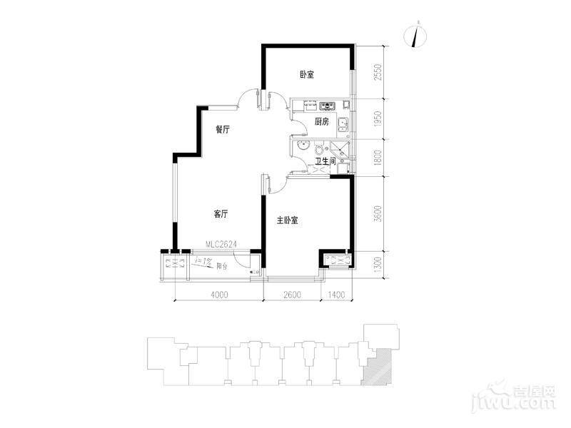 吉祥e家2室2厅1卫80.4㎡户型图