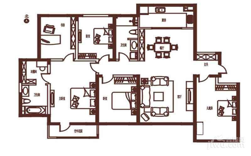 大连万科天麓5室2厅2卫190㎡户型图