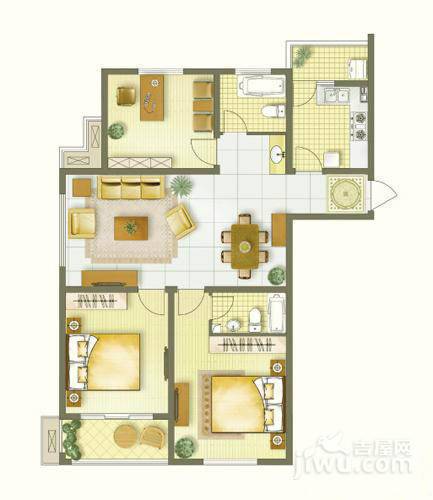 紫金新城3室2厅2卫124㎡户型图