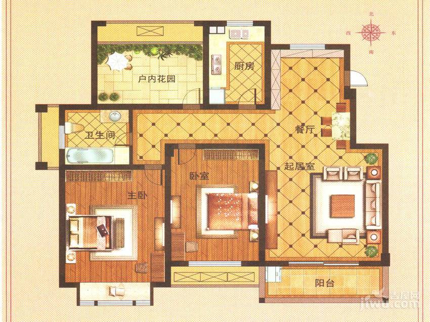 香梅人家2室2厅1卫102㎡户型图