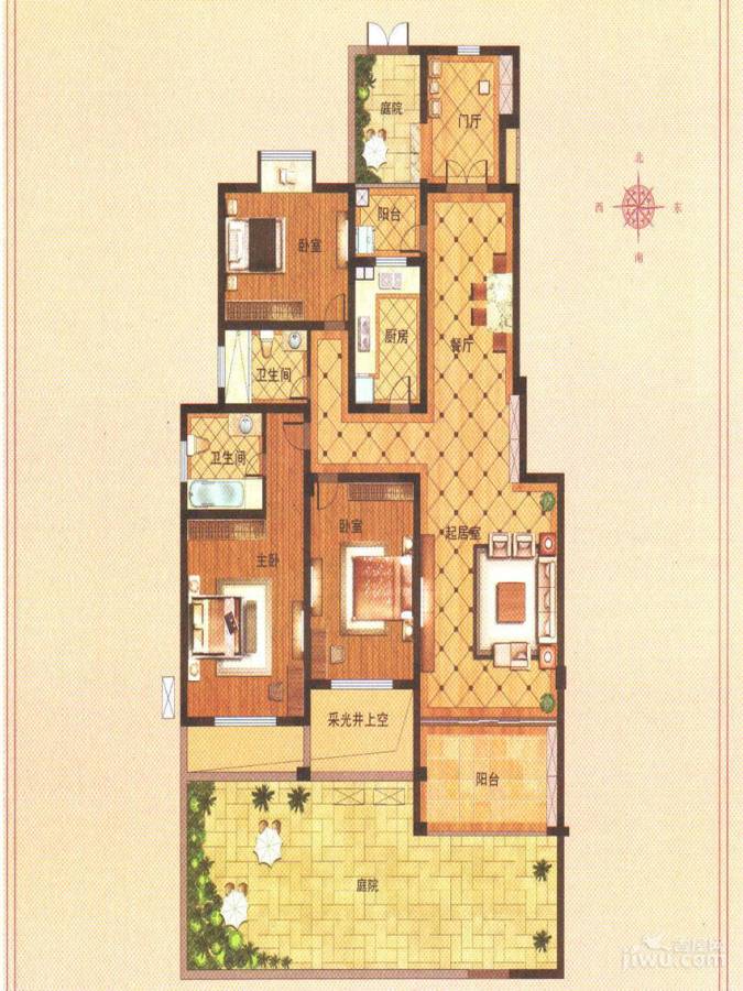 香梅人家3室2厅2卫143㎡户型图