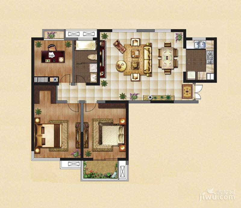 常发清扬御庭3室2厅1卫120㎡户型图