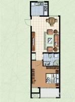 联城海岸锦城1室2厅1卫67㎡户型图