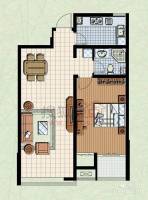 联城海岸锦城1室2厅1卫80㎡户型图
