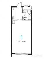宏程广场1室1厅1卫51.3㎡户型图