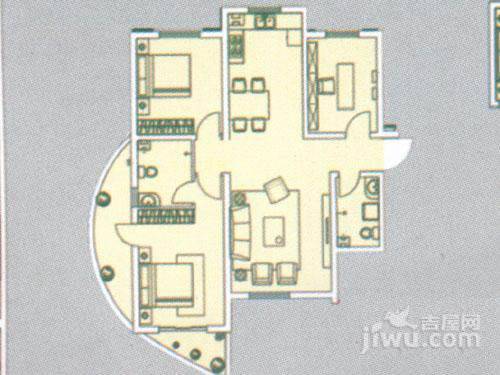 宏程广场3室2厅2卫119.1㎡户型图