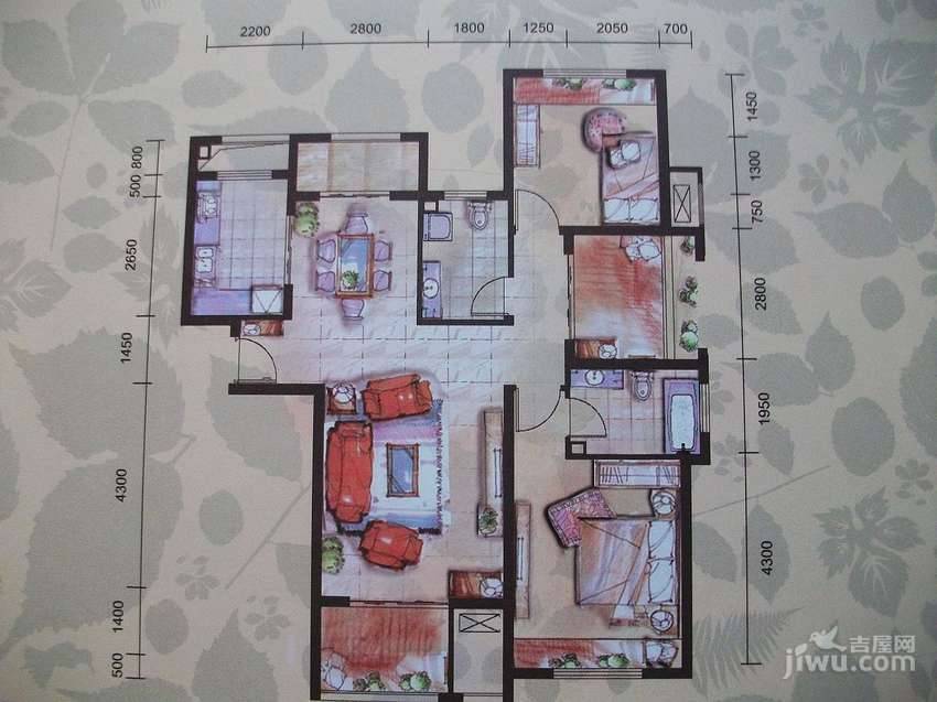 中冶圣乔维斯2室2厅2卫104㎡户型图