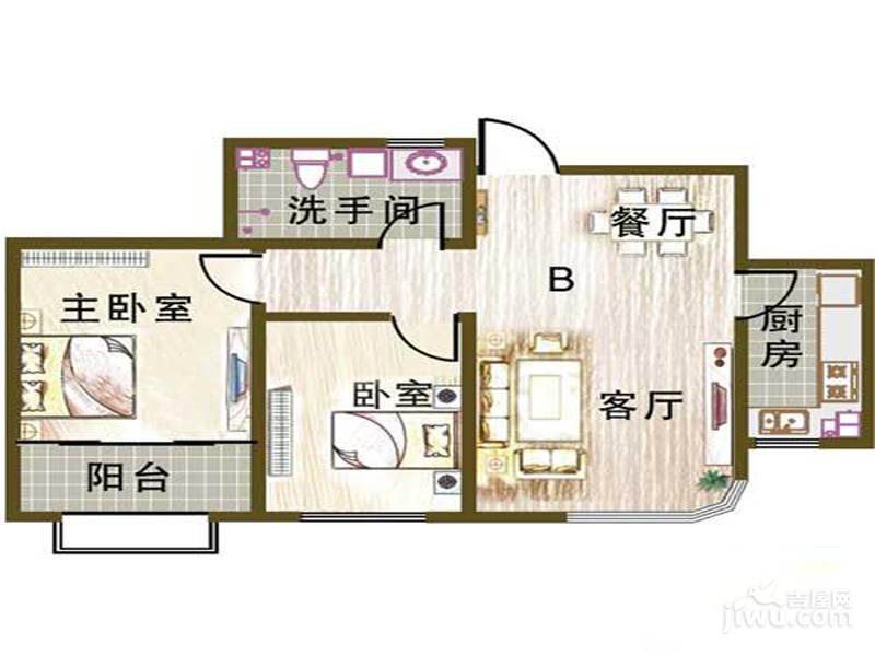 衡山舒苑2室2厅1卫88㎡户型图