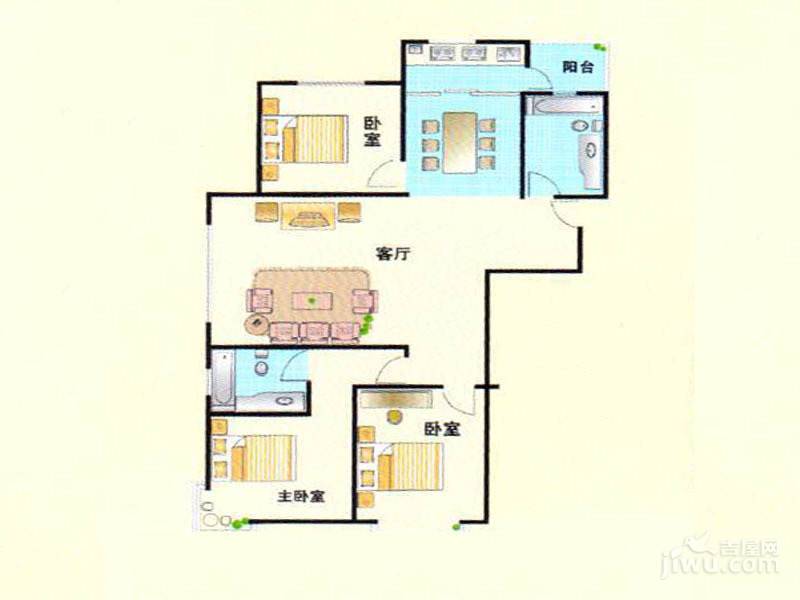 金柏佳园3室2厅2卫139.6㎡户型图