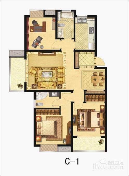 开泰锦城3室2厅2卫136㎡户型图