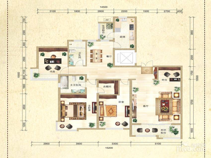 新华锦爱丁堡4室2厅2卫181.4㎡户型图