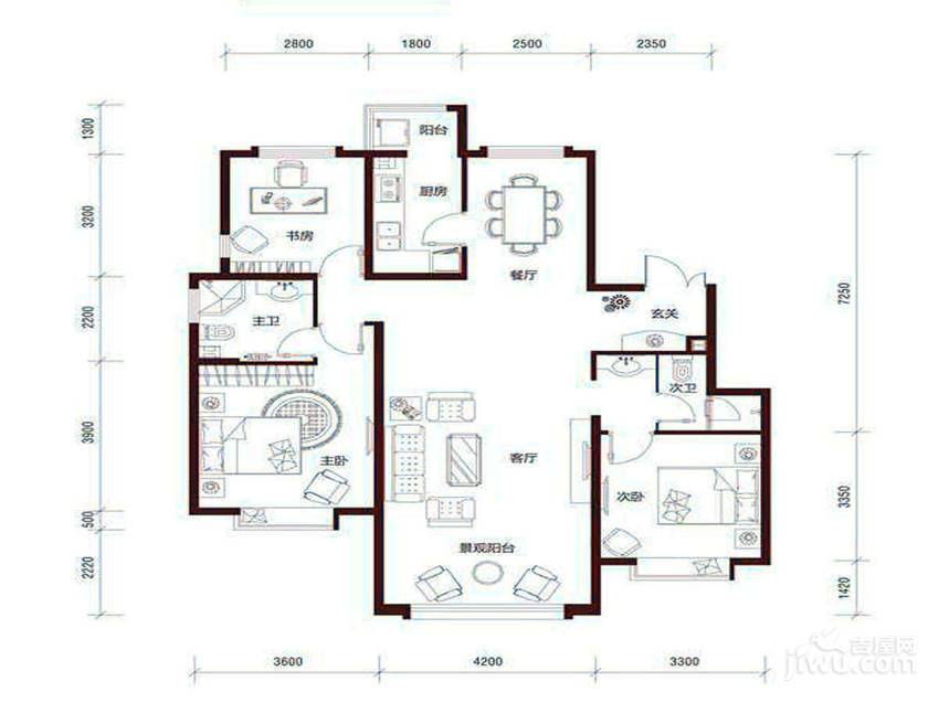 懿品御府崂山二十八墅4室2厅2卫176㎡户型图