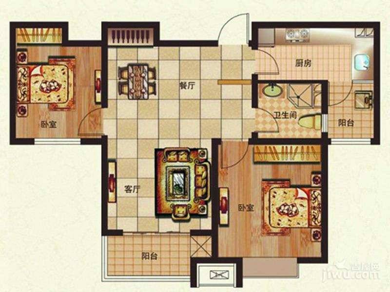 银丰唐郡·紫薇园2室2厅1卫94㎡户型图