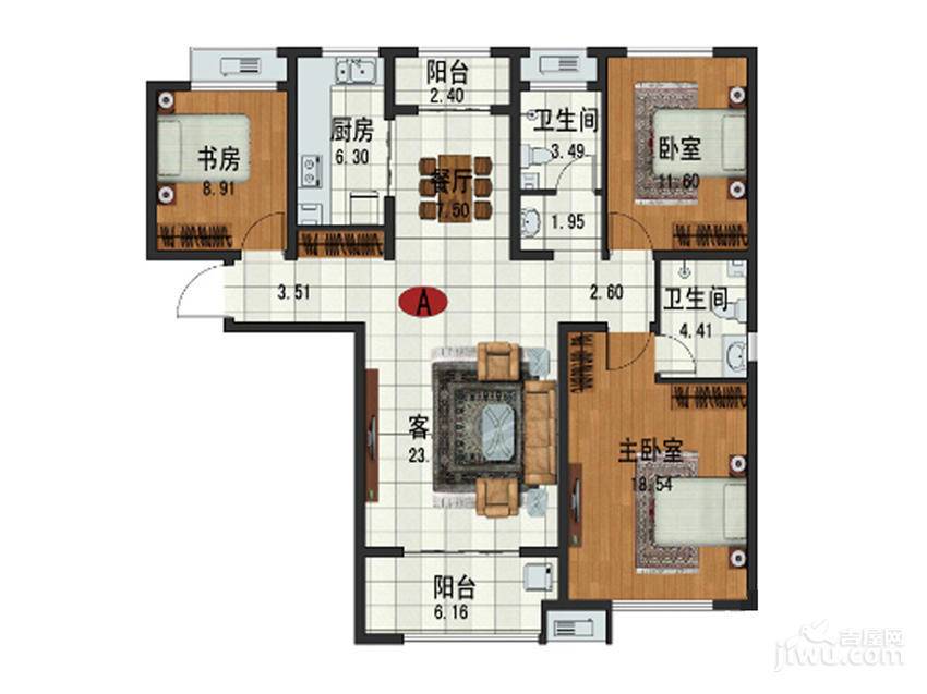 历山尚文轩3室2厅2卫147.4㎡户型图