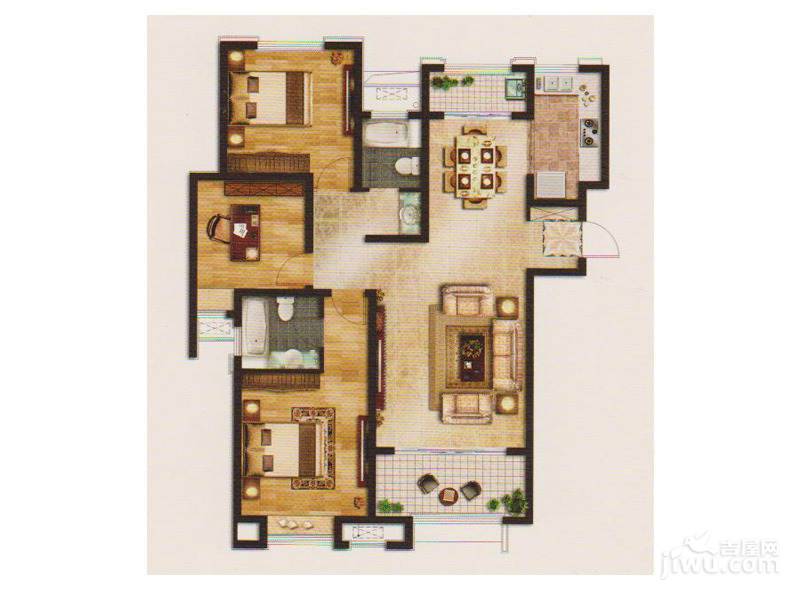 绿地新里梵尔赛公馆3室2厅2卫130㎡户型图