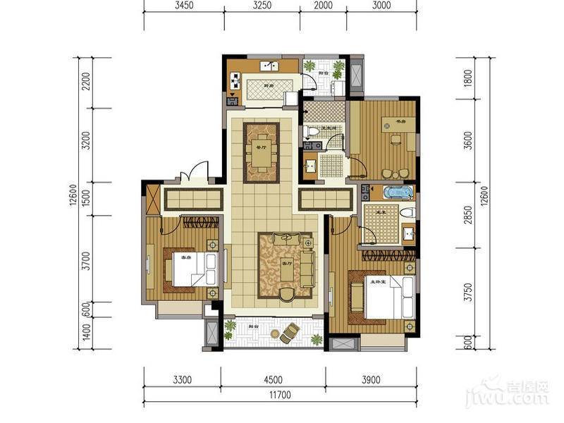 华润中央公园3室2厅2卫140㎡户型图