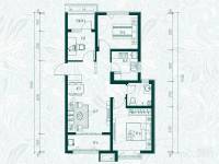 祥泰新河湾3室2厅1卫90㎡户型图