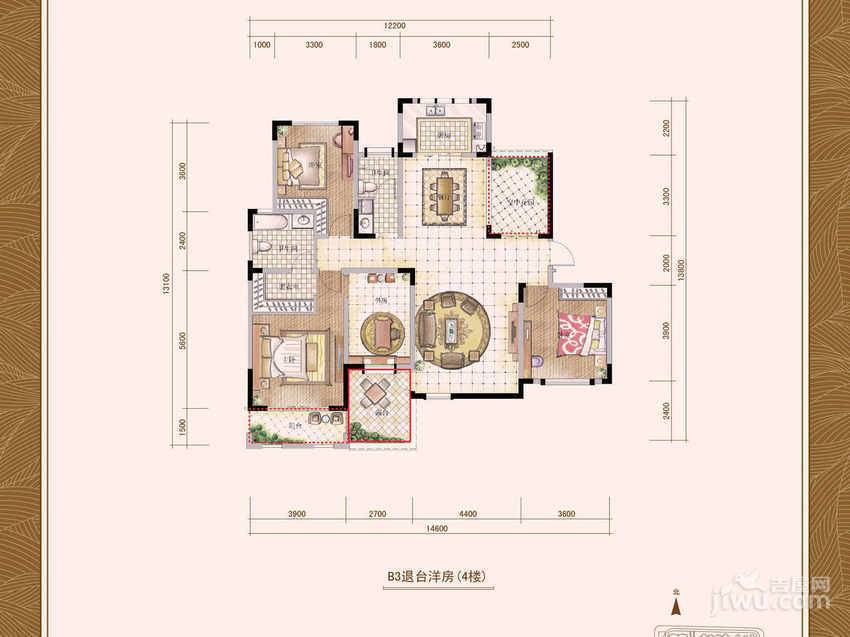 天下锦城3室2厅2卫161㎡户型图