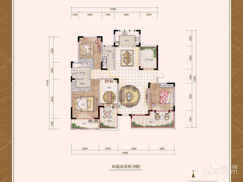 天下锦城3室2厅2卫161㎡户型图