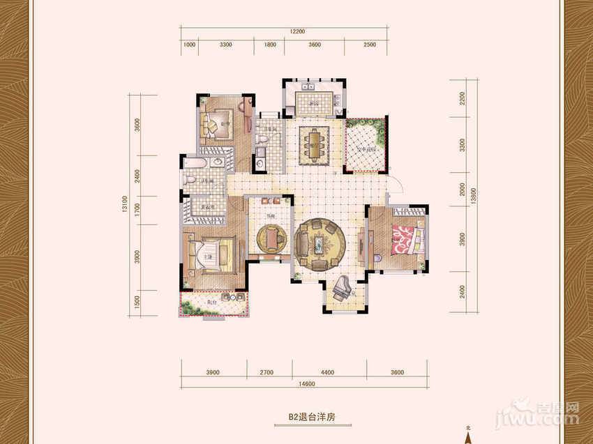 天下锦城3室2厅2卫161㎡户型图