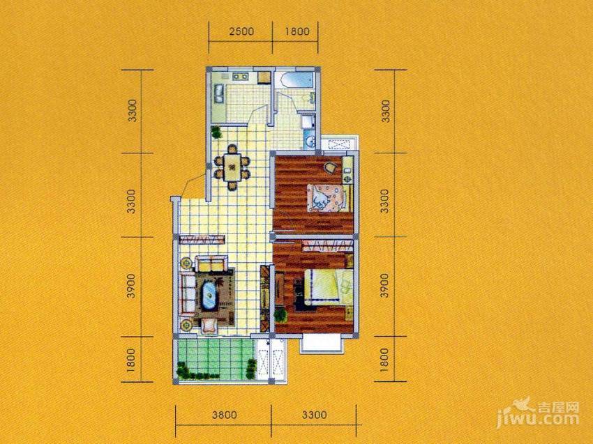 盛世新城2室2厅1卫76㎡户型图