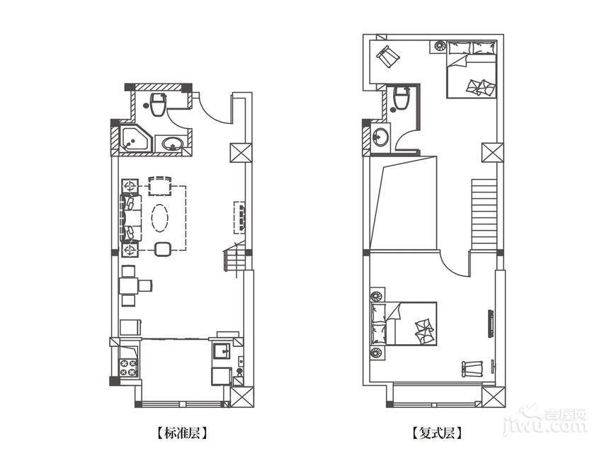 中环城2室2厅1卫72㎡户型图