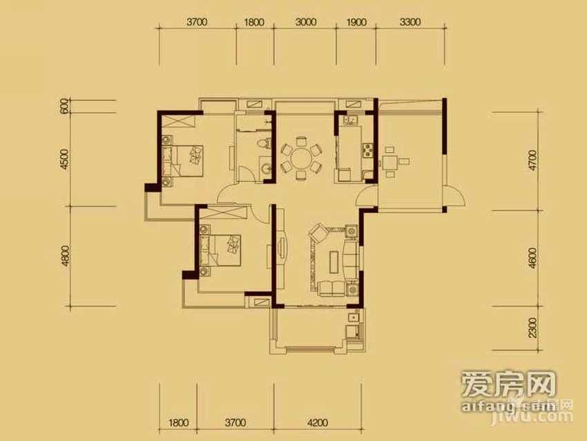 国贸天琴湾2室2厅1卫121.5㎡户型图