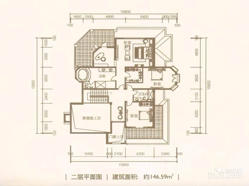 名流高尔夫庄园5室2厅1卫146.6㎡户型图