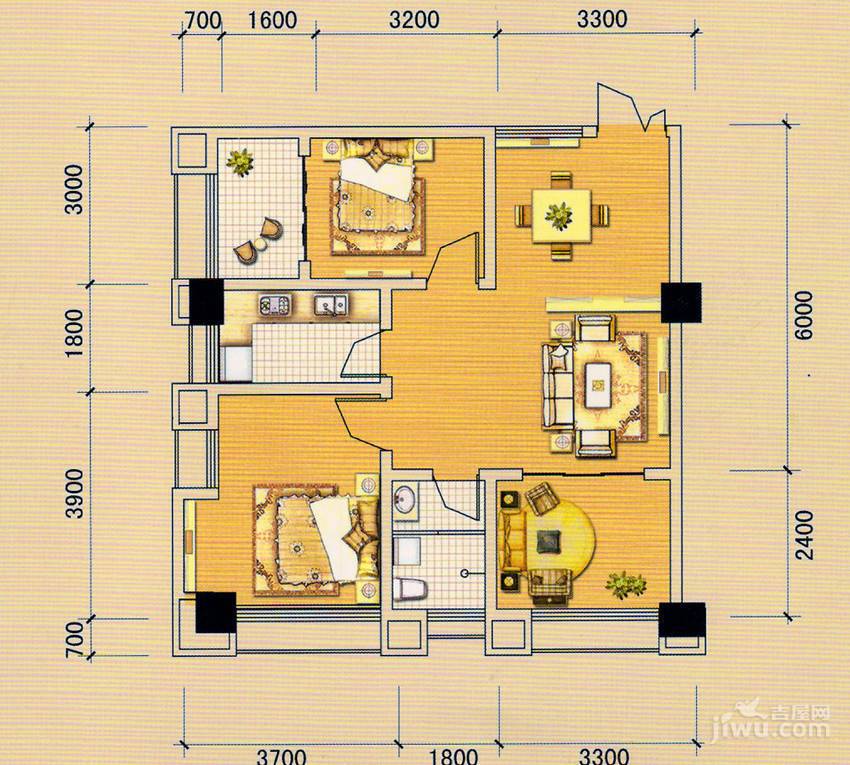 星期八公社2室1厅1卫89.2㎡户型图