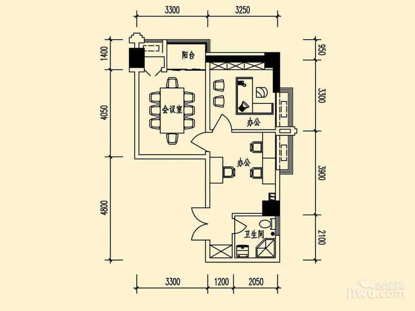 百乐门尚泽国际2室1厅1卫61.1㎡户型图