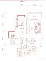 宇宏健康花城2室2厅1卫87.1㎡户型图