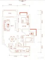 宇宏健康花城2室2厅1卫84.9㎡户型图