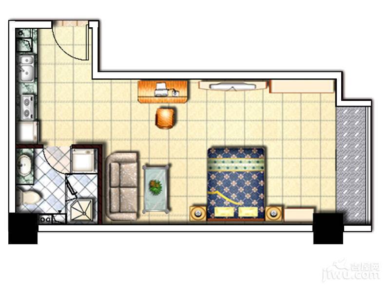 顺泽自在城1室1厅1卫59㎡户型图