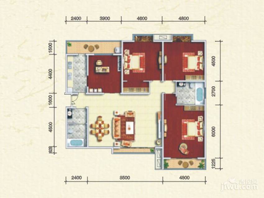 宫园壹号4室2厅2卫224㎡户型图