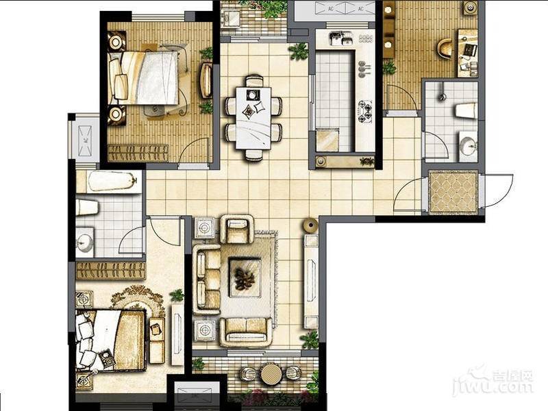 保利·拉菲公馆3室2厅2卫120㎡户型图