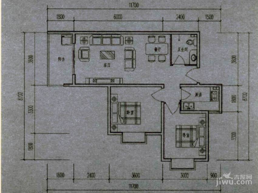 幸福东郡2室2厅1卫86.1㎡户型图